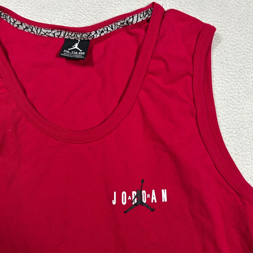 Jordan Tank Top Mens XXL Red Striped Back Jumpman Logo Basketball Gym Sleeveless - Picture 1 of 6